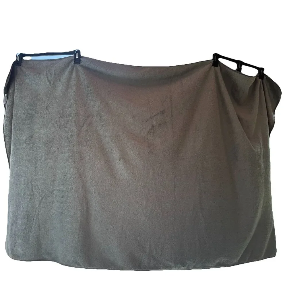 RH Restoration Hardware Gray Faux Fur Throw Lap Blanket 62x32 Soft